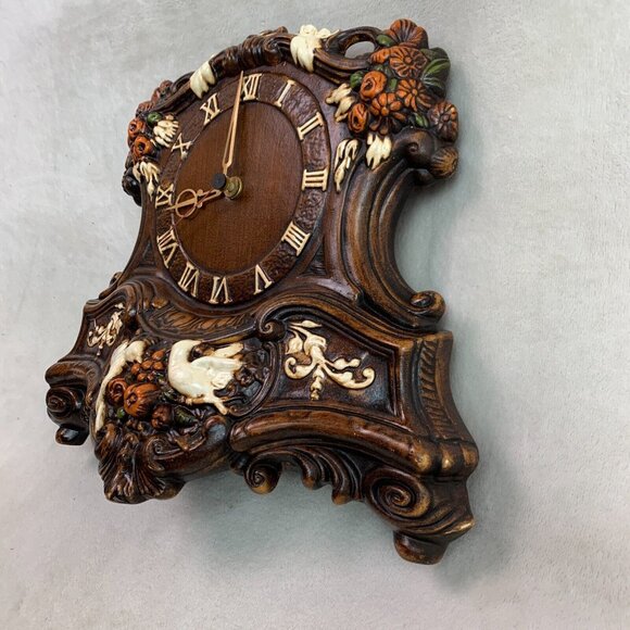 Arnel’s Vintage Hand Painted Wood-Look Ceramic Mantel Victorian Clock 10”H - Picture 3 of 16